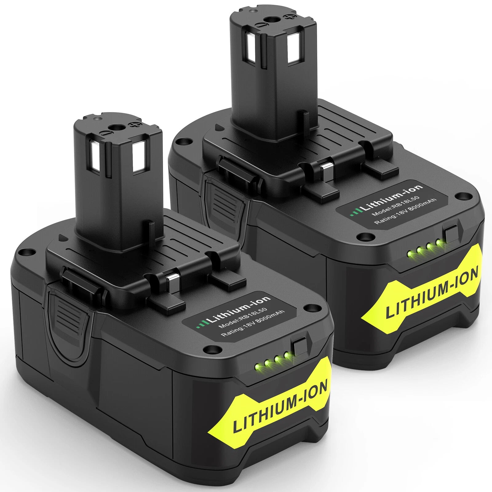 2X 8.0Ah 18V Replace Battery For Ryobi Lithium P108 RB18L50 RB18L40 With LED