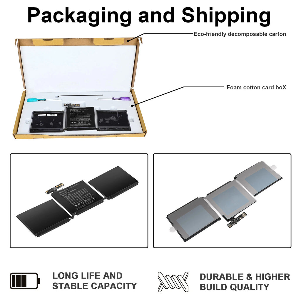 A1713 Battery for MacBook Pro 13 inch A1708 Late 2016 Mid 2017 EMC 2978 EMC 3164