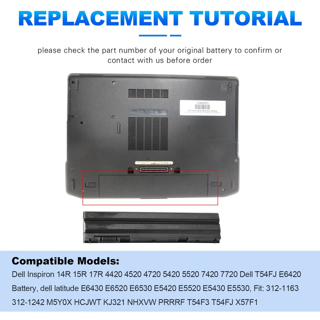 E6420 Battery for Dell Latitude E6440 E5430 E5520 E5530 E6430 E6540 E6520 T54FJ
