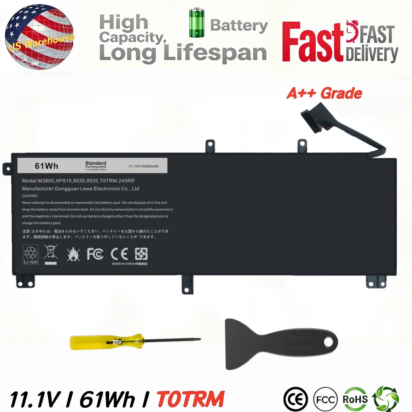 T0TRM Battery FOR DELL XPS 15 9530 Precision M3800 H76MV 7D1WJ Y758W 61Wh