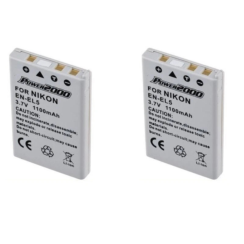 2 x Power2000 EN-EL5 Battery for Nikon Coolpix P5900, P520, P80, P100, P4, P3