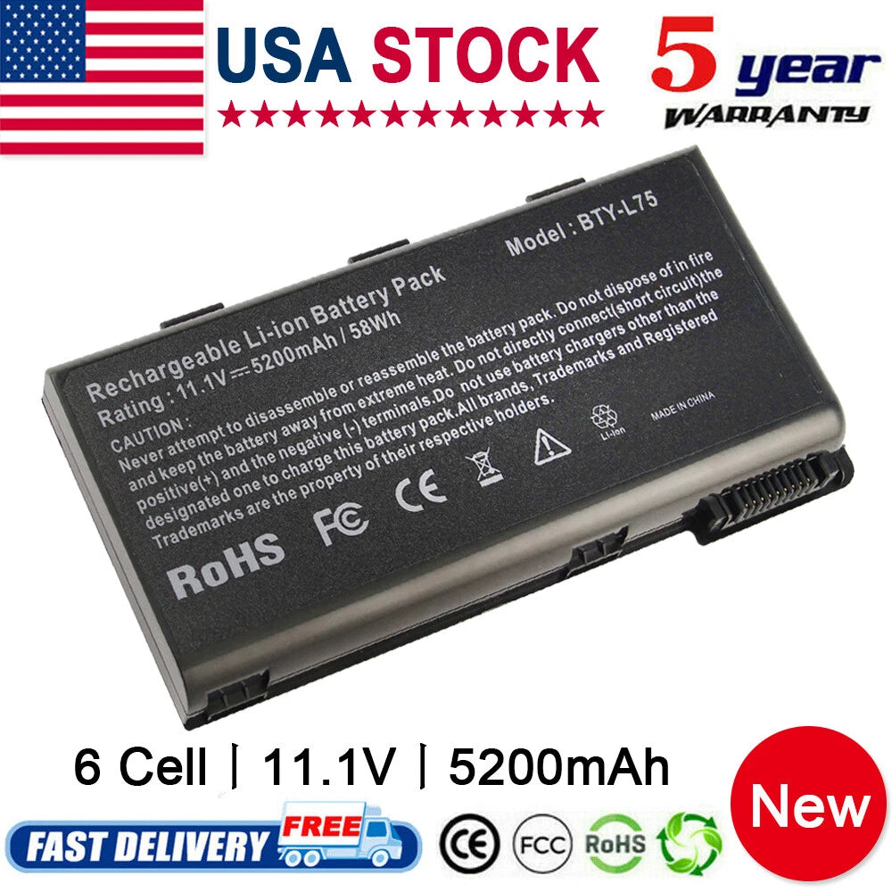 Laptop Battery BTY-L74 BTY-L75 for MSI A5000 A6000 A6200 A7200 CR5...