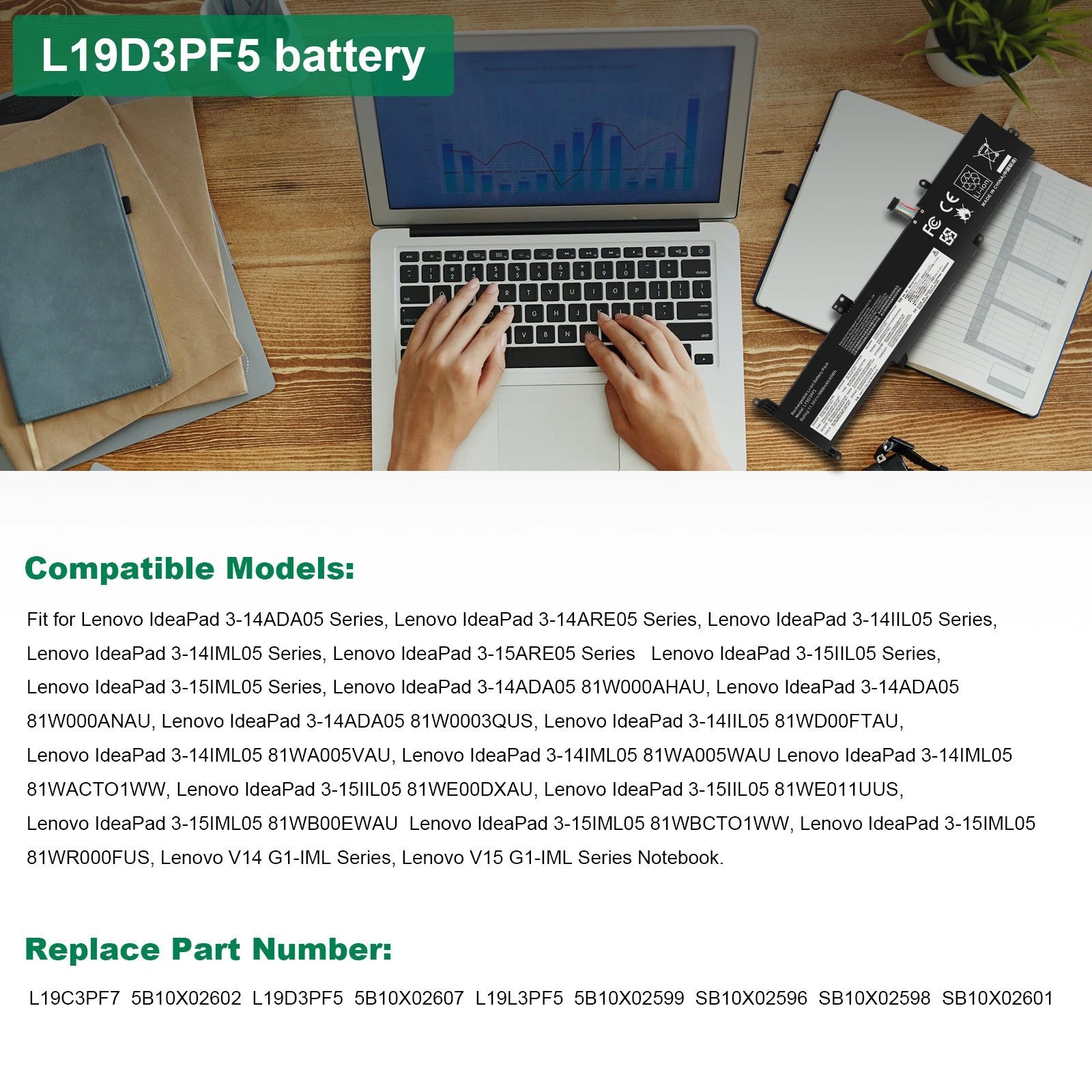 L19D3PF5 L19C3PF7 Battery for Lenovo IdeaPad 3-14IML05 3-14IIL05 Series 45Wh