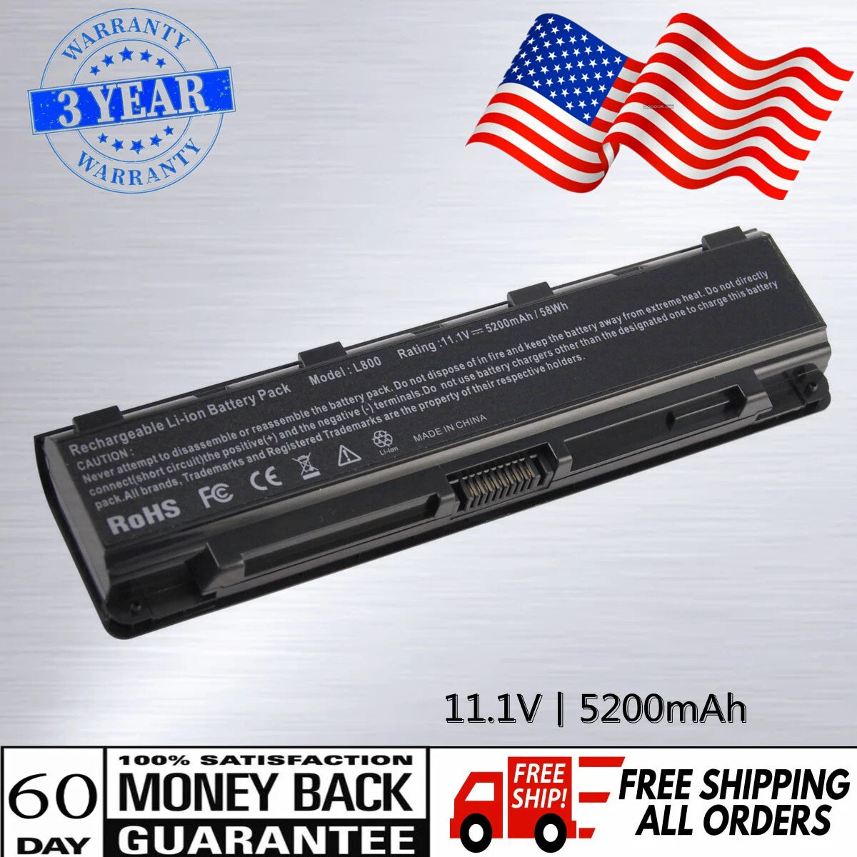 Battery For Toshiba Satellite P845 P845D P855D P850 S875-S7140 PA5023 PA5024U