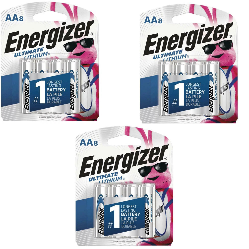 Pack of 24 Energizer AA Ultimate Lithium Batteries, L91BP SEALED (3 x 8 pks)