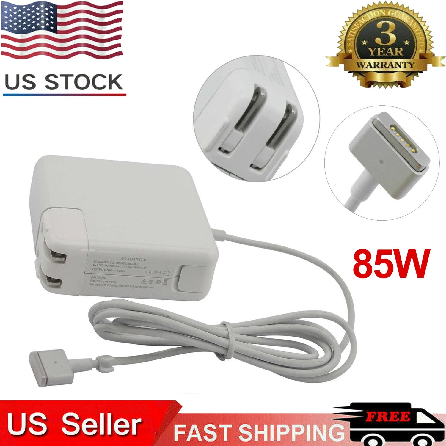 85W Power Adapter Charger for Apple Macbook Pro 13" 15" Retina 2012-2015 Mag 2