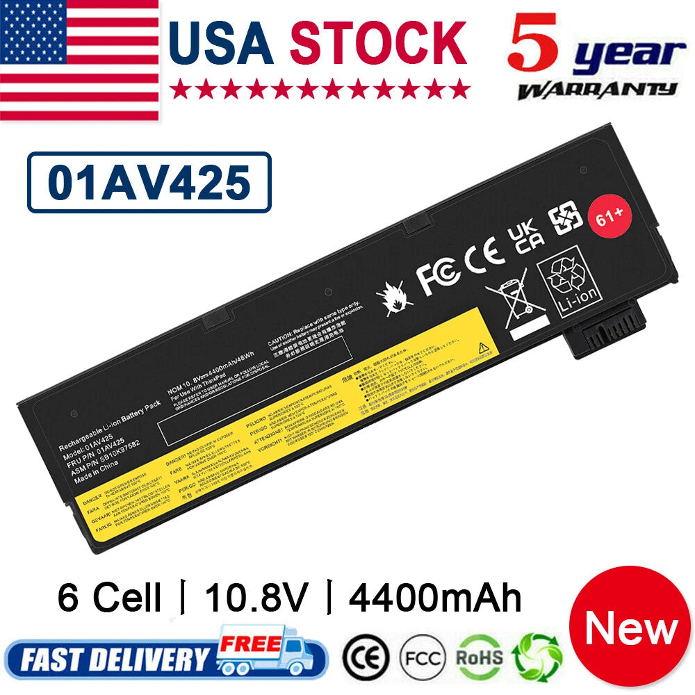 61+ Battery For Lenovo Thinkpad T470 T480 T570 01AV425 01AV424 P52S P51S 48Wh