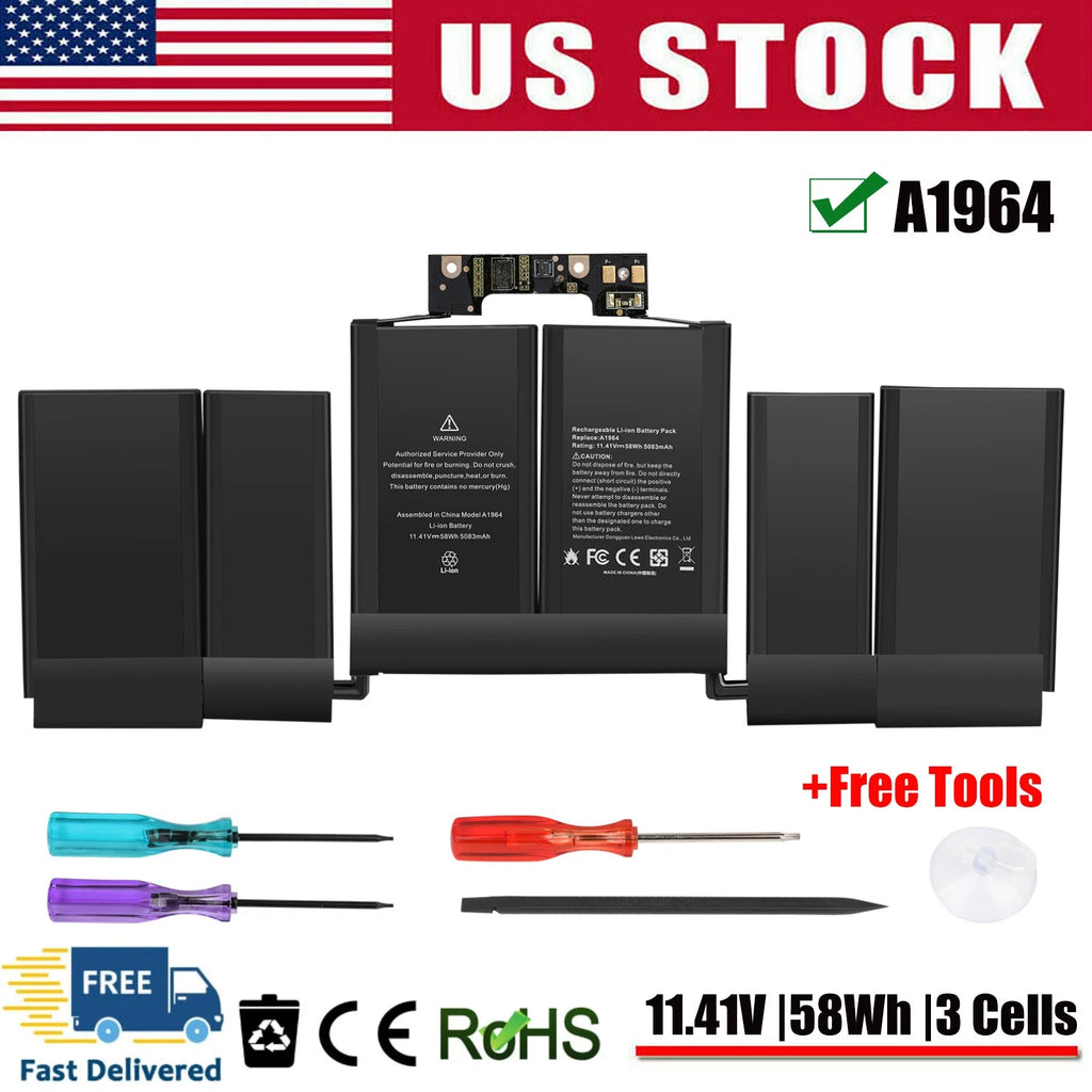 Battery for Apple Macbook Pro 13 inch A1964 A1989 Mid 2018 2019 A2251 2020 58Wh