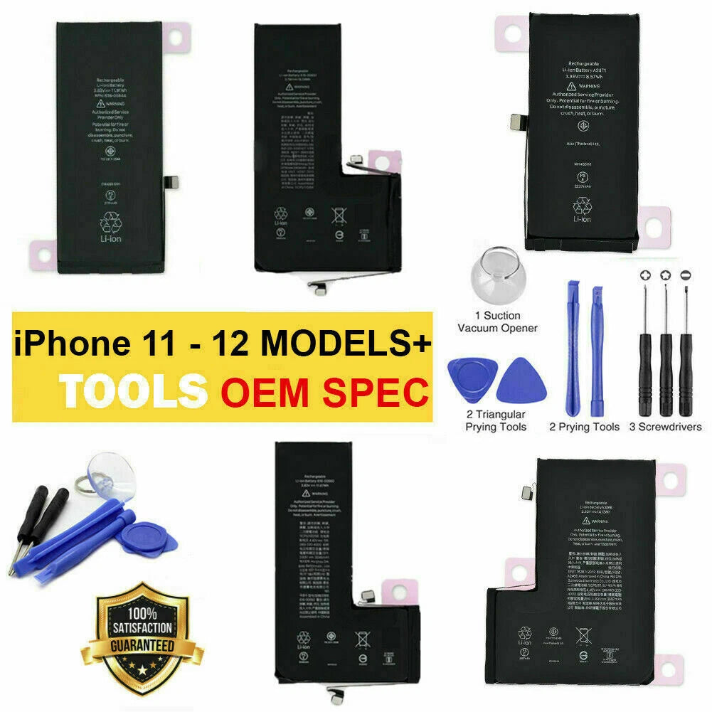 New OEM SPEC Replacement Internal Battery For iPhone 11 12 Pro Max Tool Adhesive