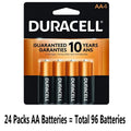 96 x Duracell AA Alkaline Coppertop Batteries ( 24 x 4 pks)