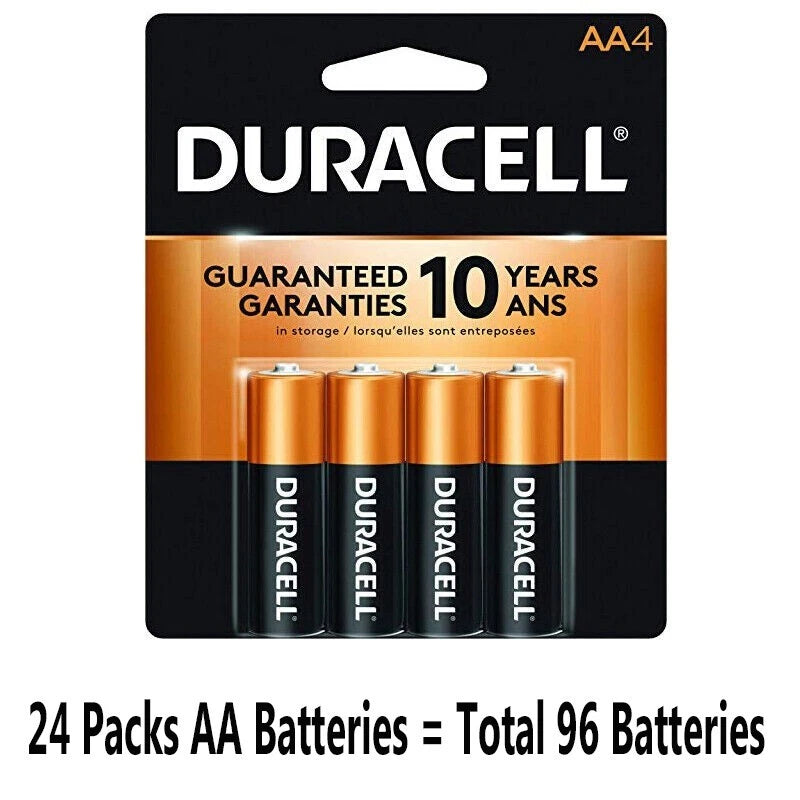 96 x Duracell AA Alkaline Coppertop Batteries ( 24 x 4 pks)