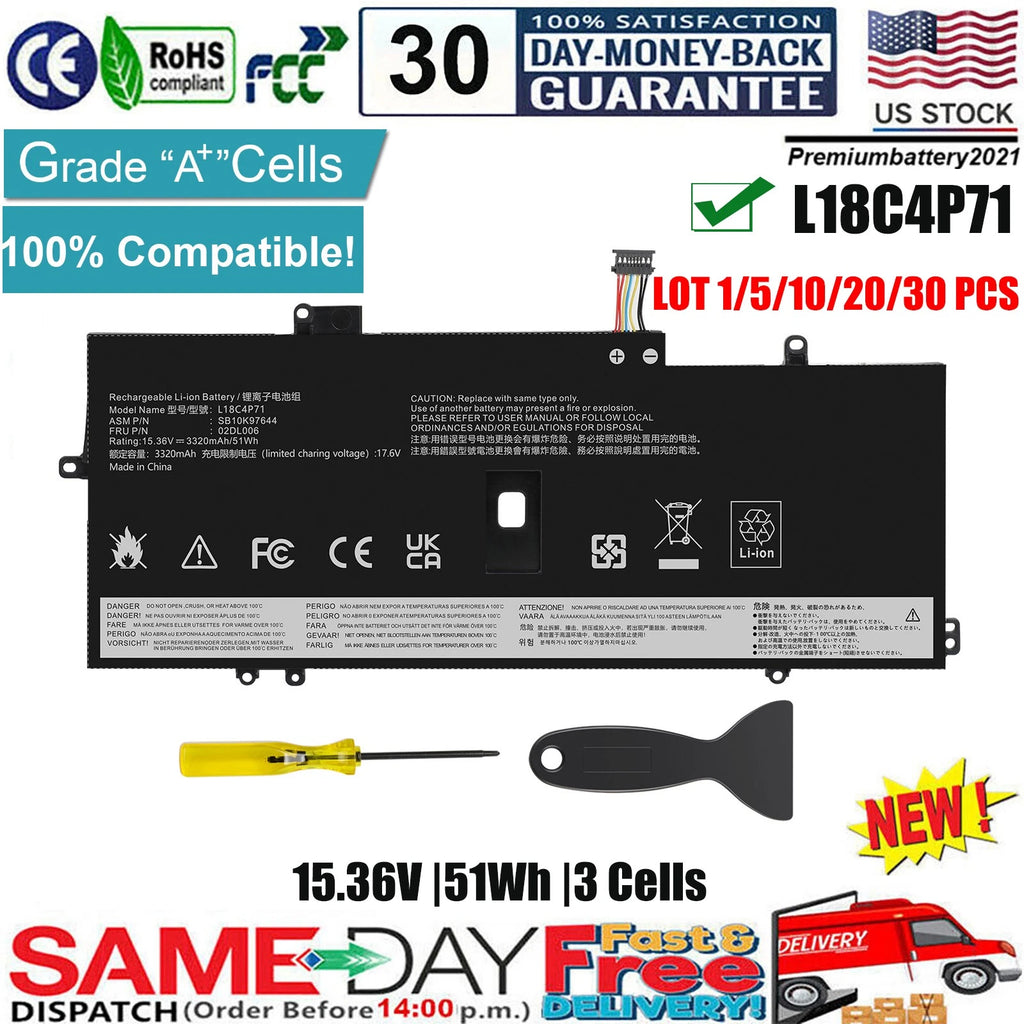 ?LOT Battery L18C4P71 For Lenovo ThinkPad X1 Carbon 7th Gen-2019 / 8th Gen-2020