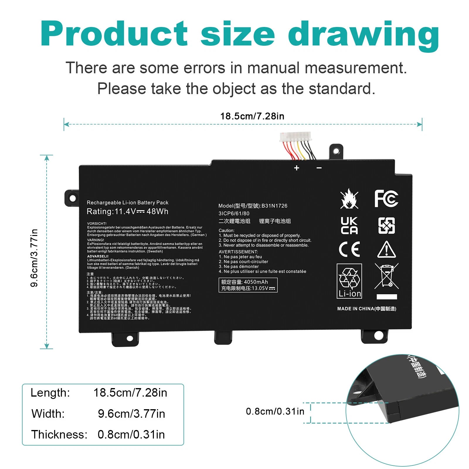 Battery B31N1726 48W For ASUS TUF Gaming FX505DT FX505DV FX505DU FX505DY FX505GT