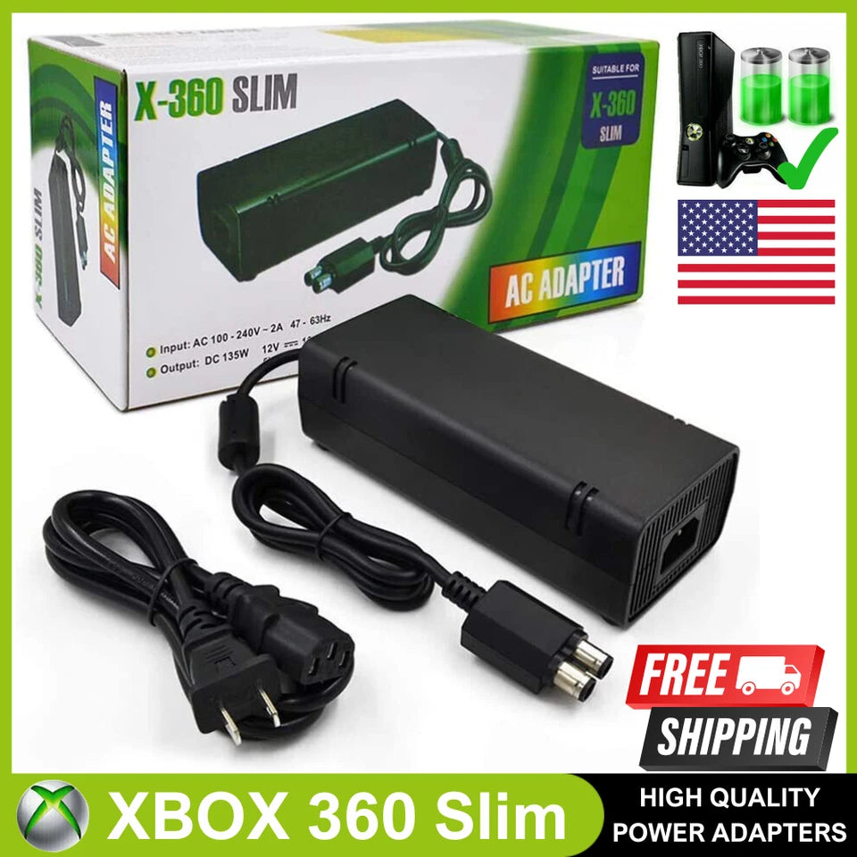 135W AC Adapter Brick Charger For Microsoft XBOX 360 Slim Power Supply Cord NEW