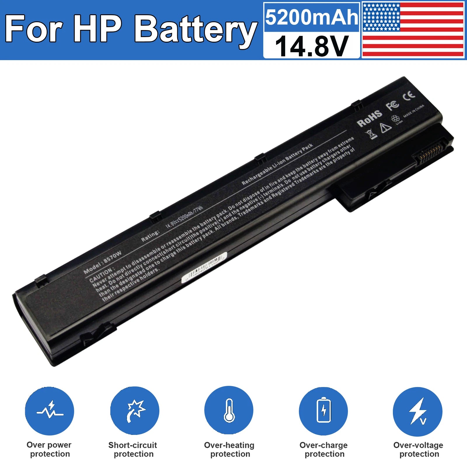 VH08XL Battery For HP EliteBook 8760W 8770W 8570w 8560W Mobile Workstation VH08