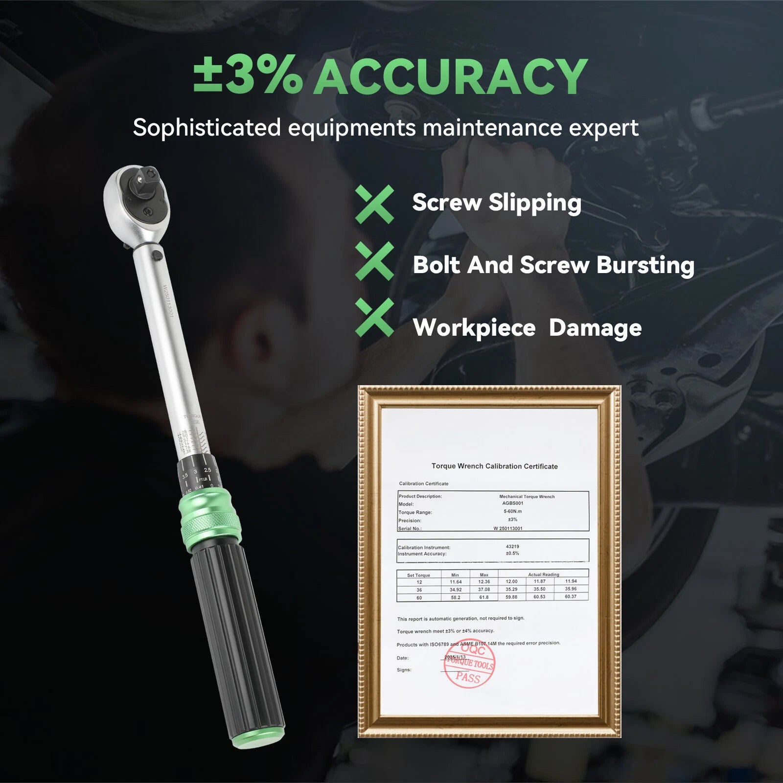 ?Torque Wrench Adjustable Torque Wrench 3/8"Drive 5-60NM W/ 1/2'' &1/4'' Sockets