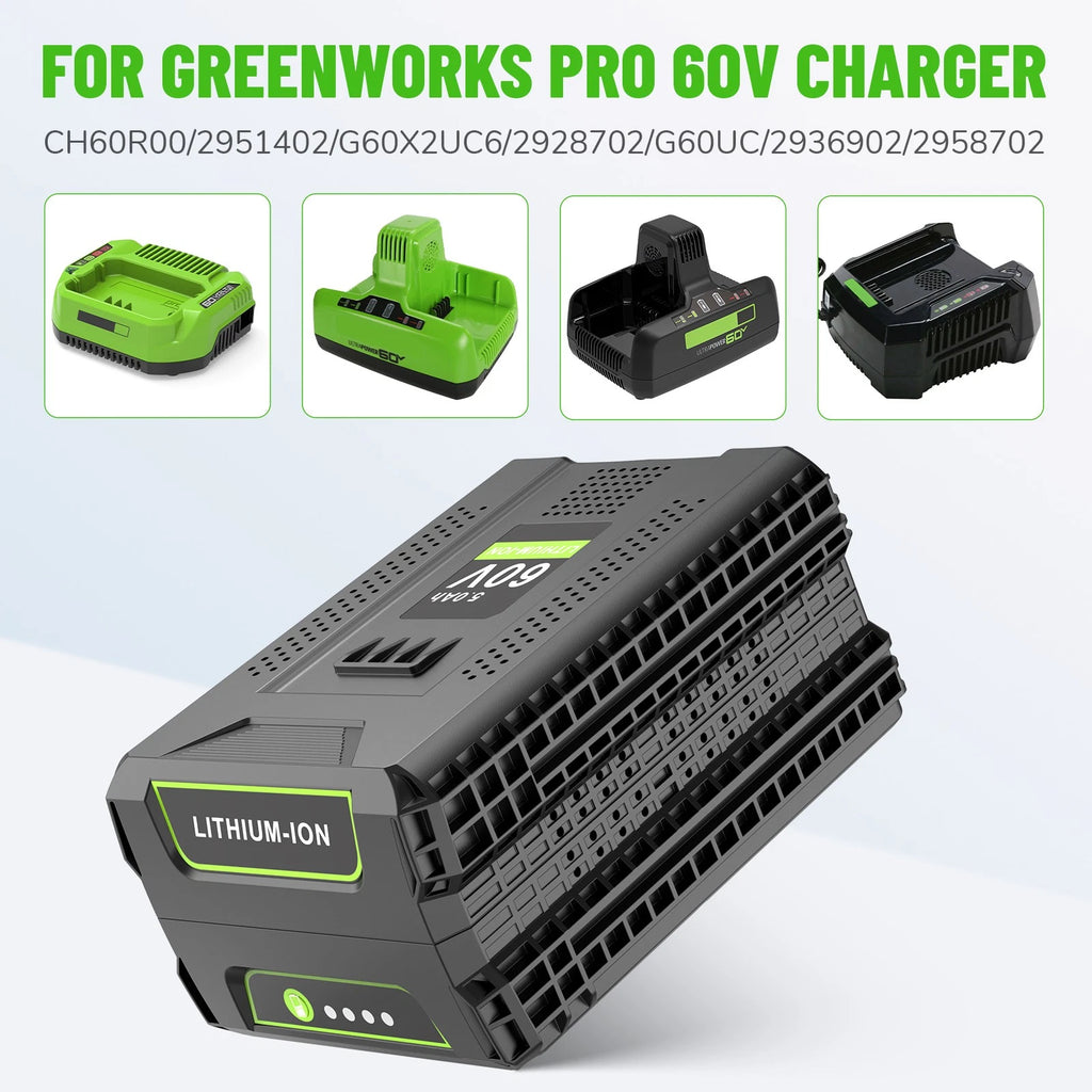 60V 5.0Ah for Greenworks Pro 60V Max Li-Ion Battery LB60A00 LB60A02 LB60A03