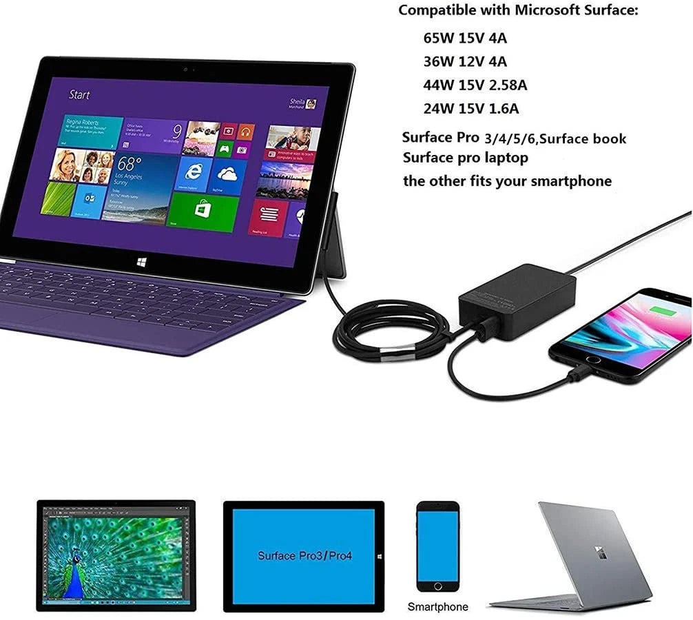 US Surface Pro Charger AC Adapter Power Cord For Surface Pro 3/4/5/6/7/8/Go/Book