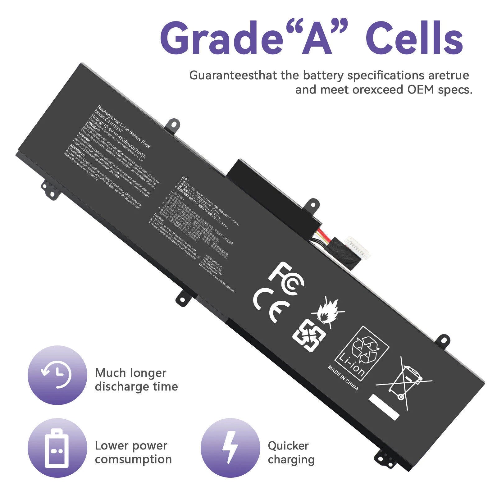 76Wh C41N1837 Battery for ASUS Rog Zephyrus GA502 GA502D GU502 GX502 GU532 GX532