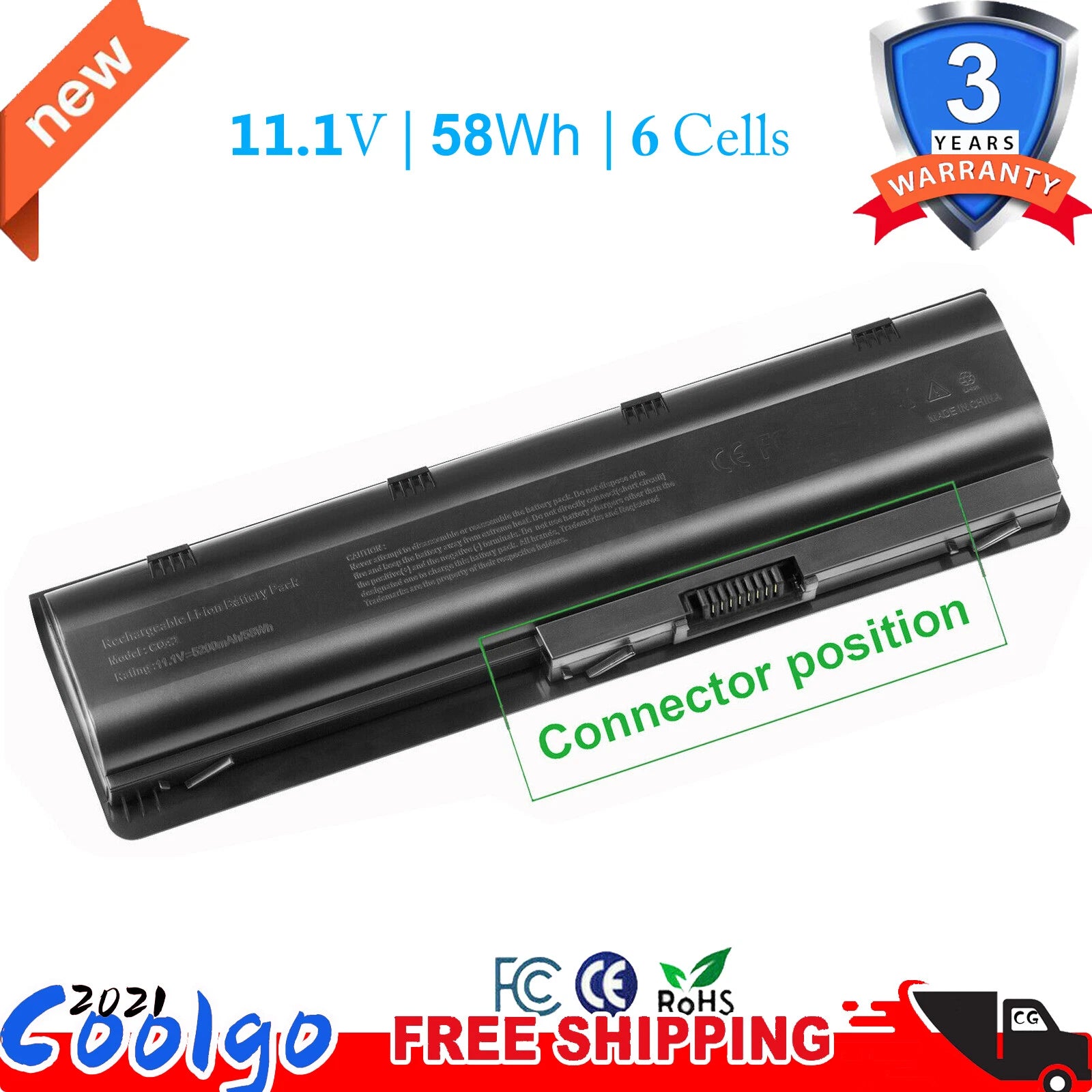 Battery for HP Pavilion 593553-001 MU06 MU09 G4 G6 G7 G62 CQ42 CQ56 5200mAh