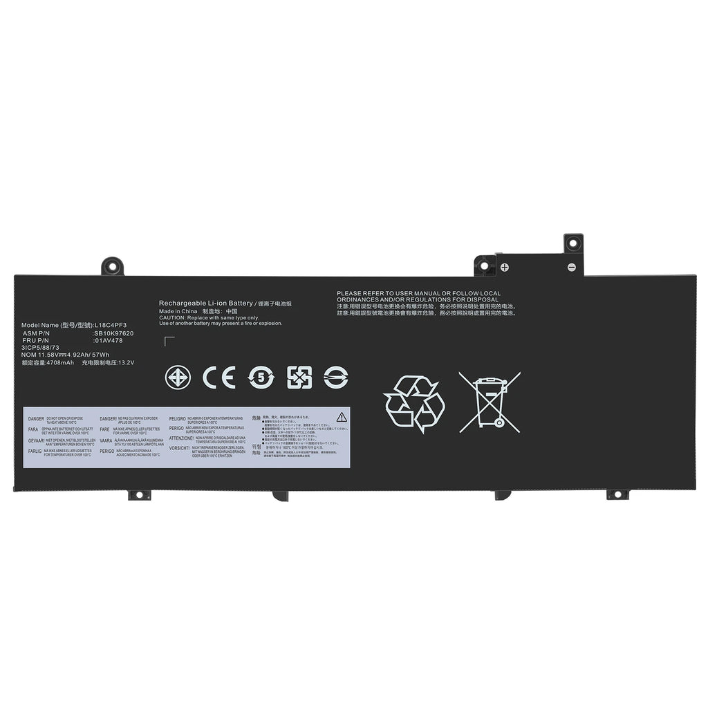 01AV478 Battery For Lenovo ThinkPad T480s 01AV479 01AV480 L17L3P71 L17M3P71 57Wh