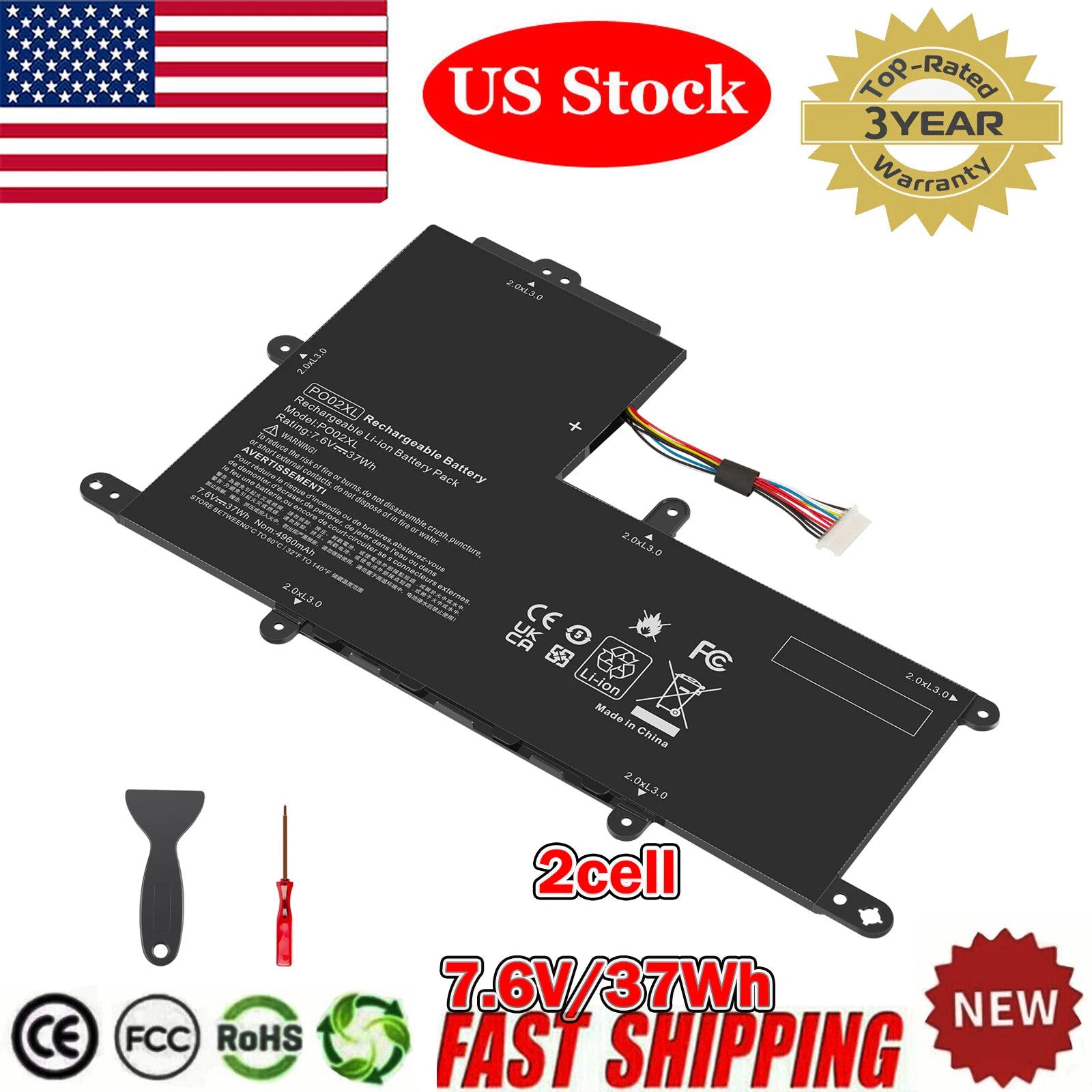 PO02XL Battery for HP Stream 11-R 11-R010NR 11-R015WN 11-R015WN 11-Y 11-Y010WM