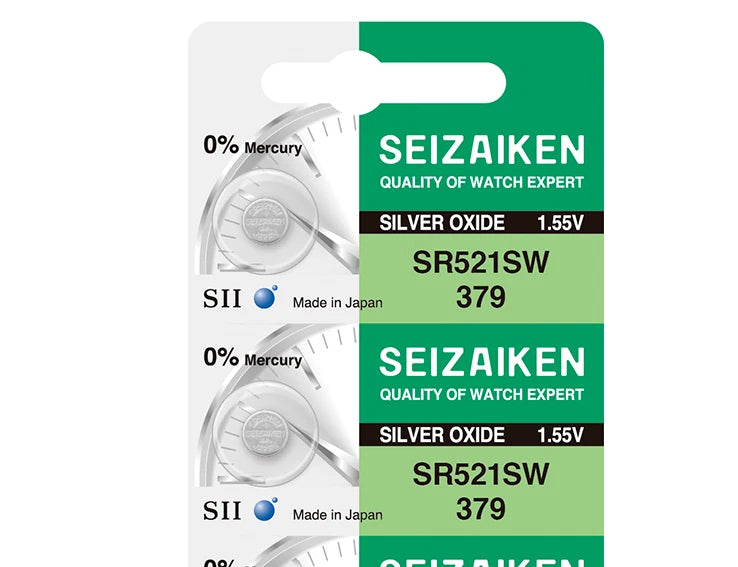 Seizaiken 379 SR521SW 1.55V 0%Hg Silver Oxide Watch Battery