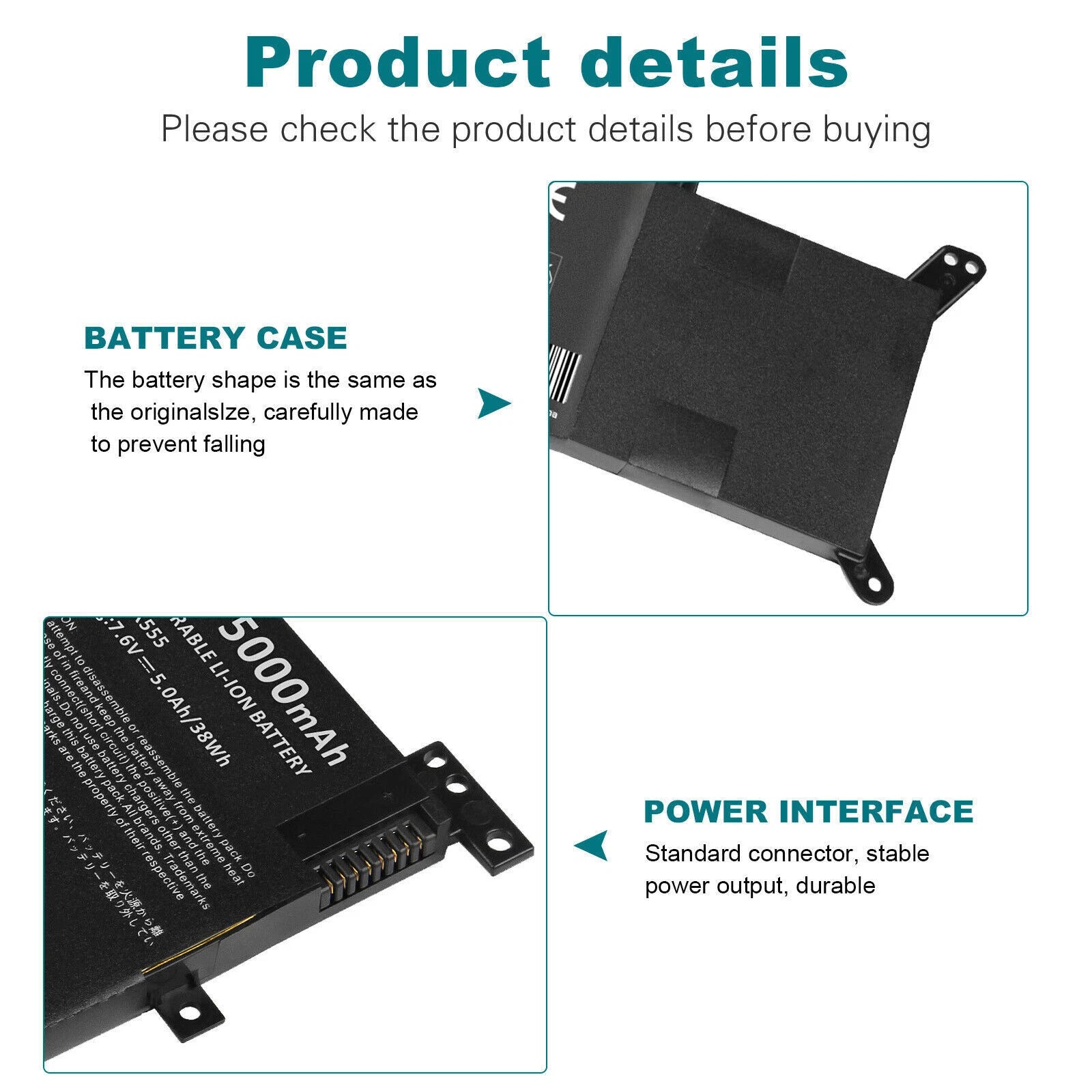 38Wh X555 Battery for Asus X555LA X555LD X555LN X555L C21N1347 2ICP4/63/134 NEW