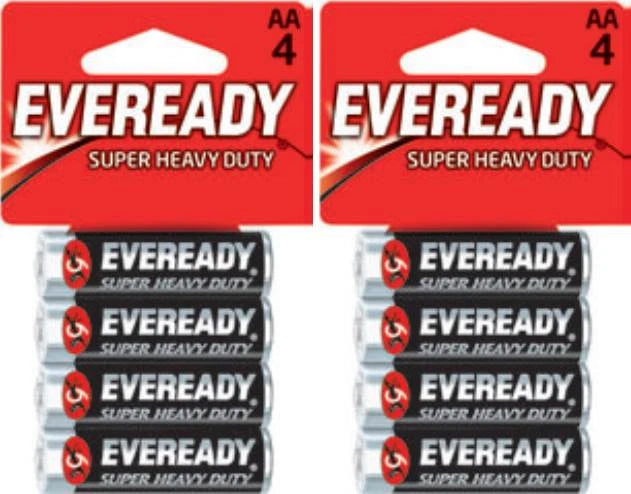 8 Energizer Super Heavy Duty AA Batteries, Eveready (2 x 4)