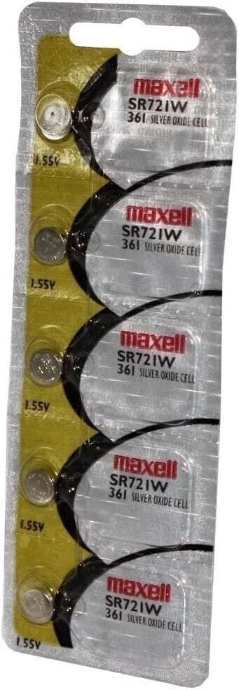 Maxell Watch Battery Button Cell SR721W 361 (Pack of 5)