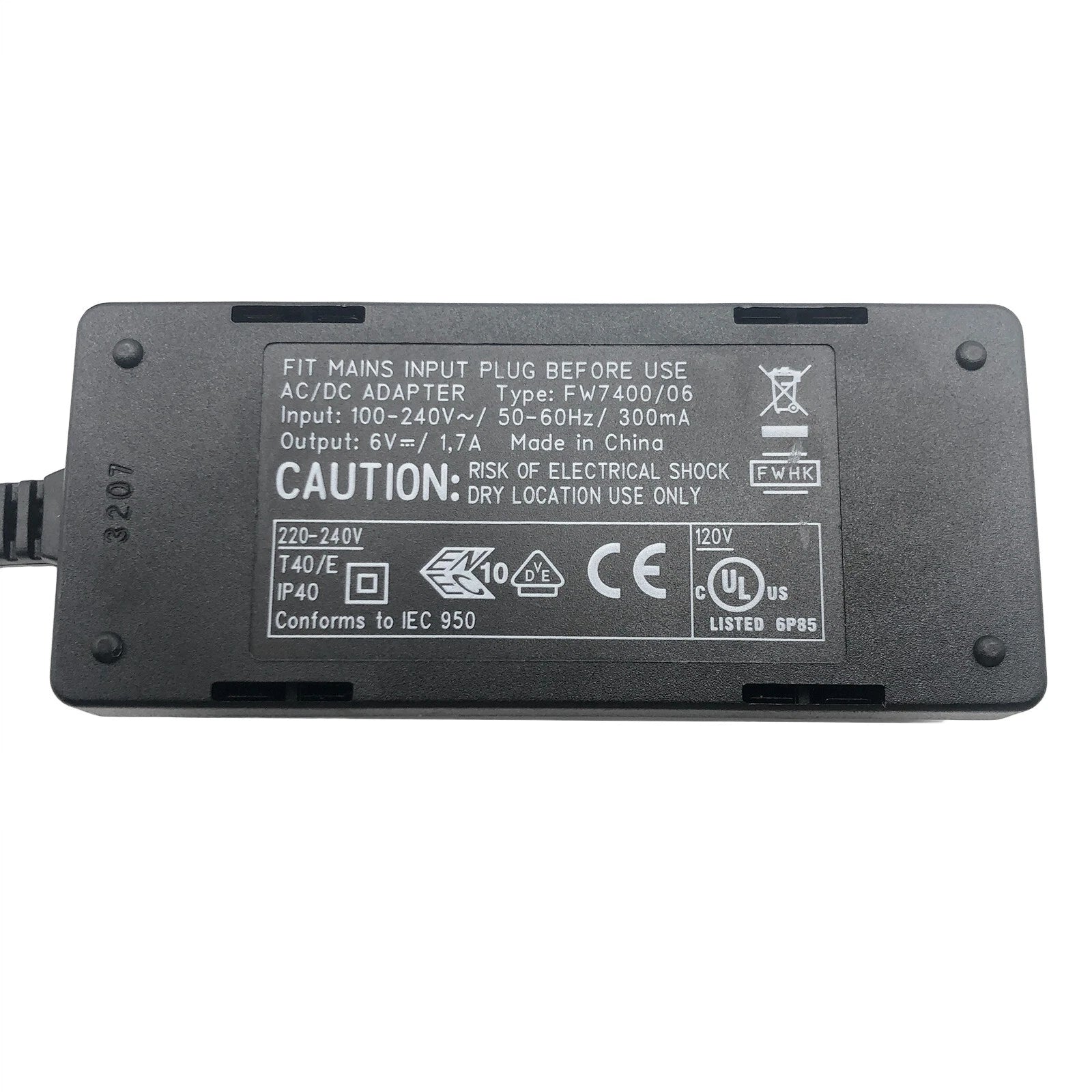 New Genuine Promethean FW7400/06 Adapter Power Supply 6V 1.7A Charger 4x1.7mm