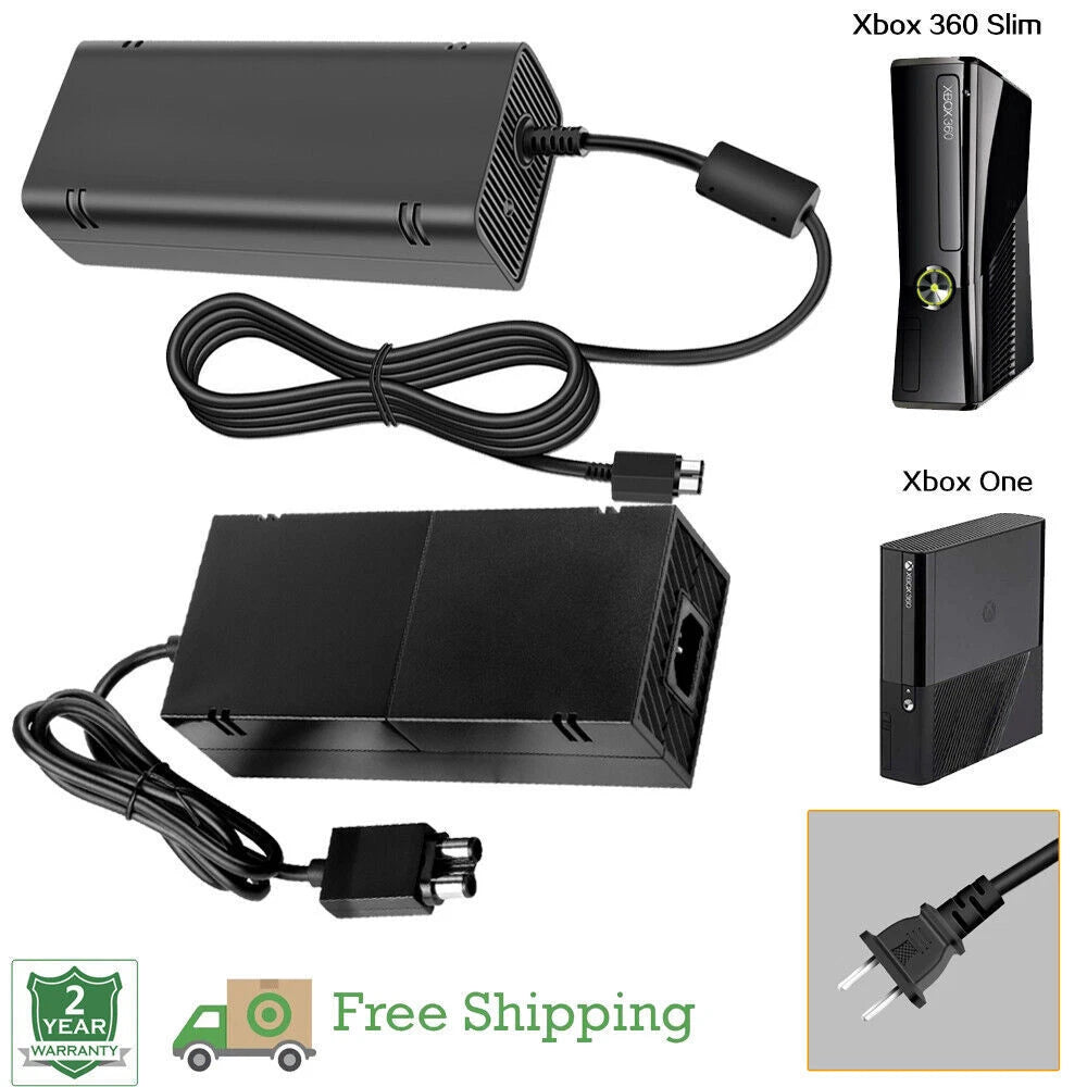 For Xbox One X/S Xbox 360 Slim AC Adapter Brick Console Charger Power Cable US