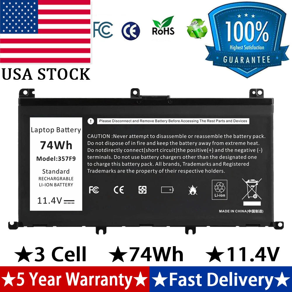 ?357F9 Battery for Dell Inspiron 15 5576 5577 7559 7557 7567 7566 0GFJ6 74Wh