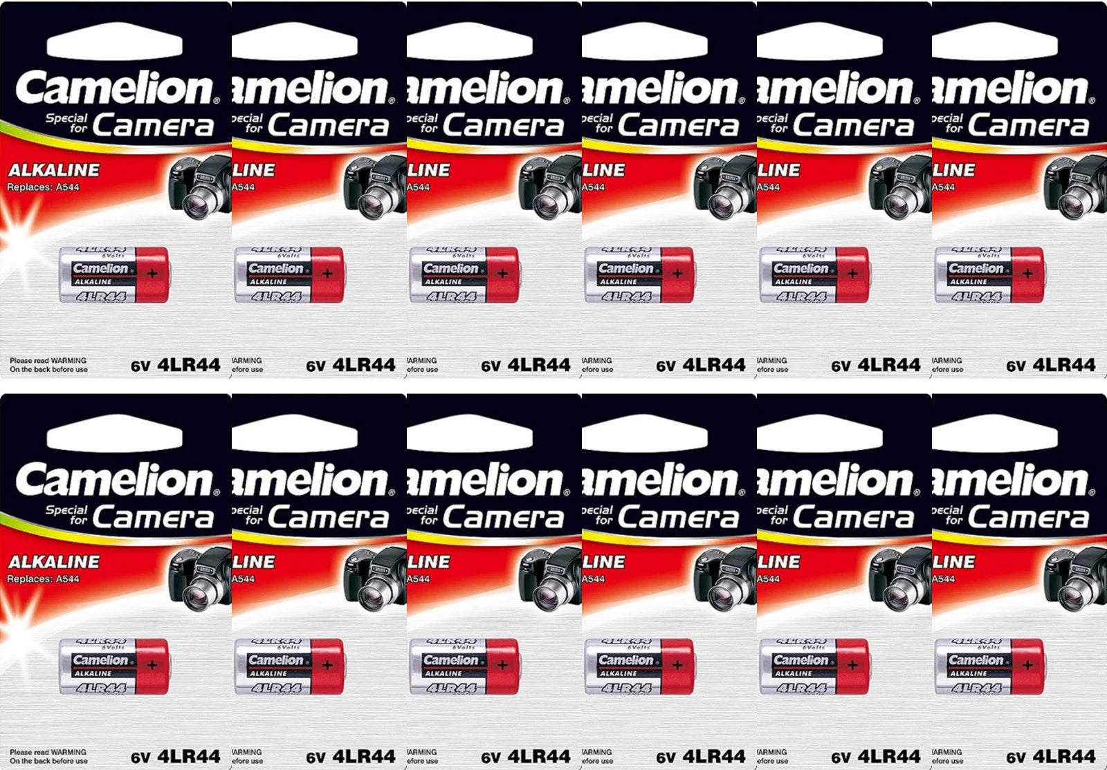 CAMELION 4LR44 / 476A / PX28A / A544 / K28A / L1325 6V BATTERIES x 12