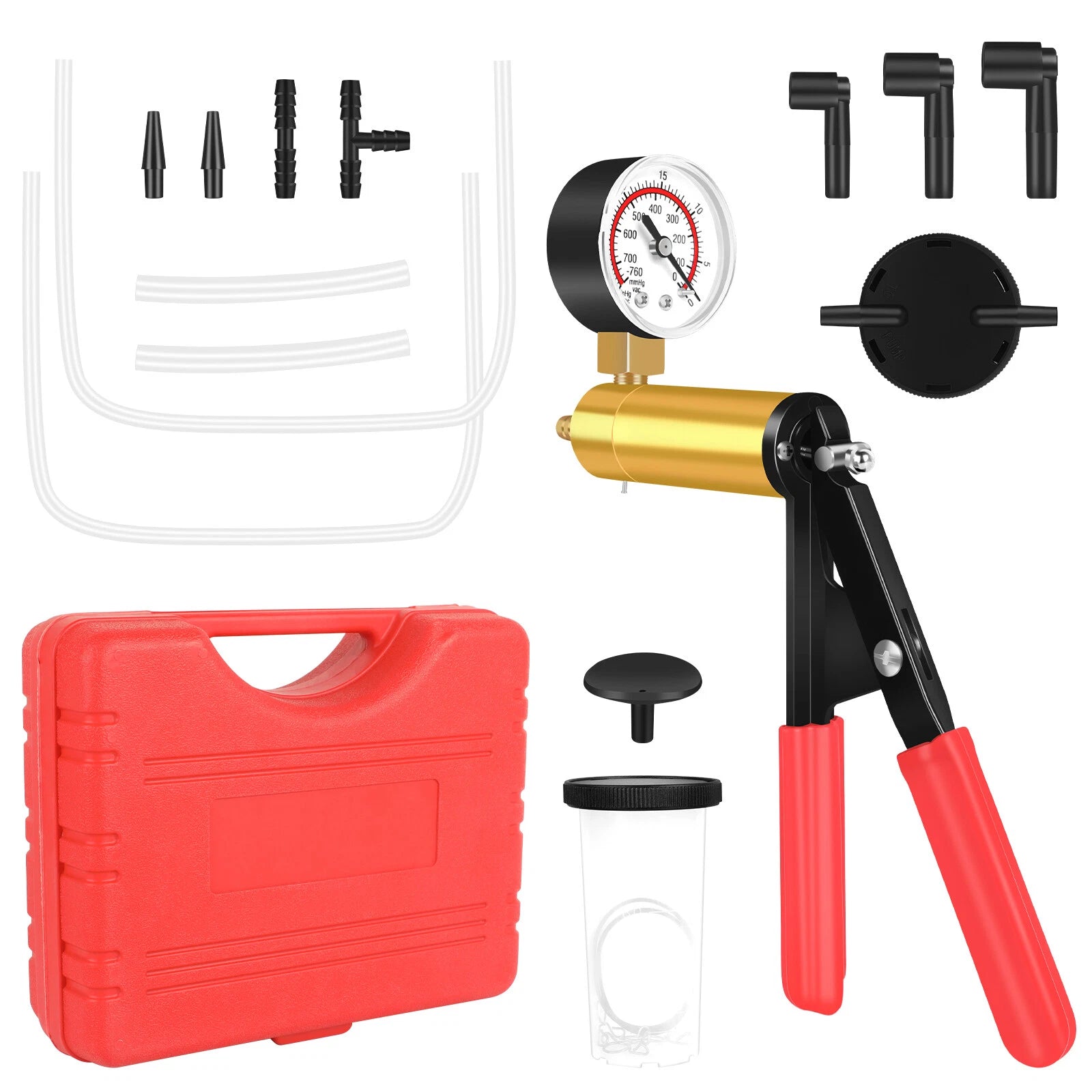 Vacuum Pressure Pump Brake Bleeder Kit Bleeding Tester Hand Held Bleed Tool Set