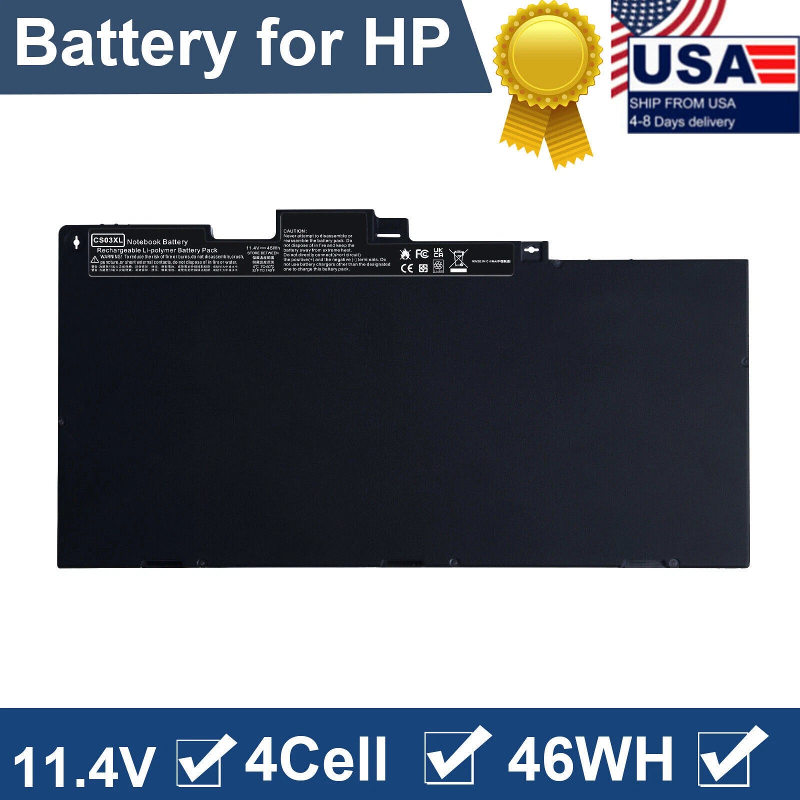 CS03XL Battery For HP EliteBook 745 755 840 850 G3 G4 854108-850 800513-001 46WH