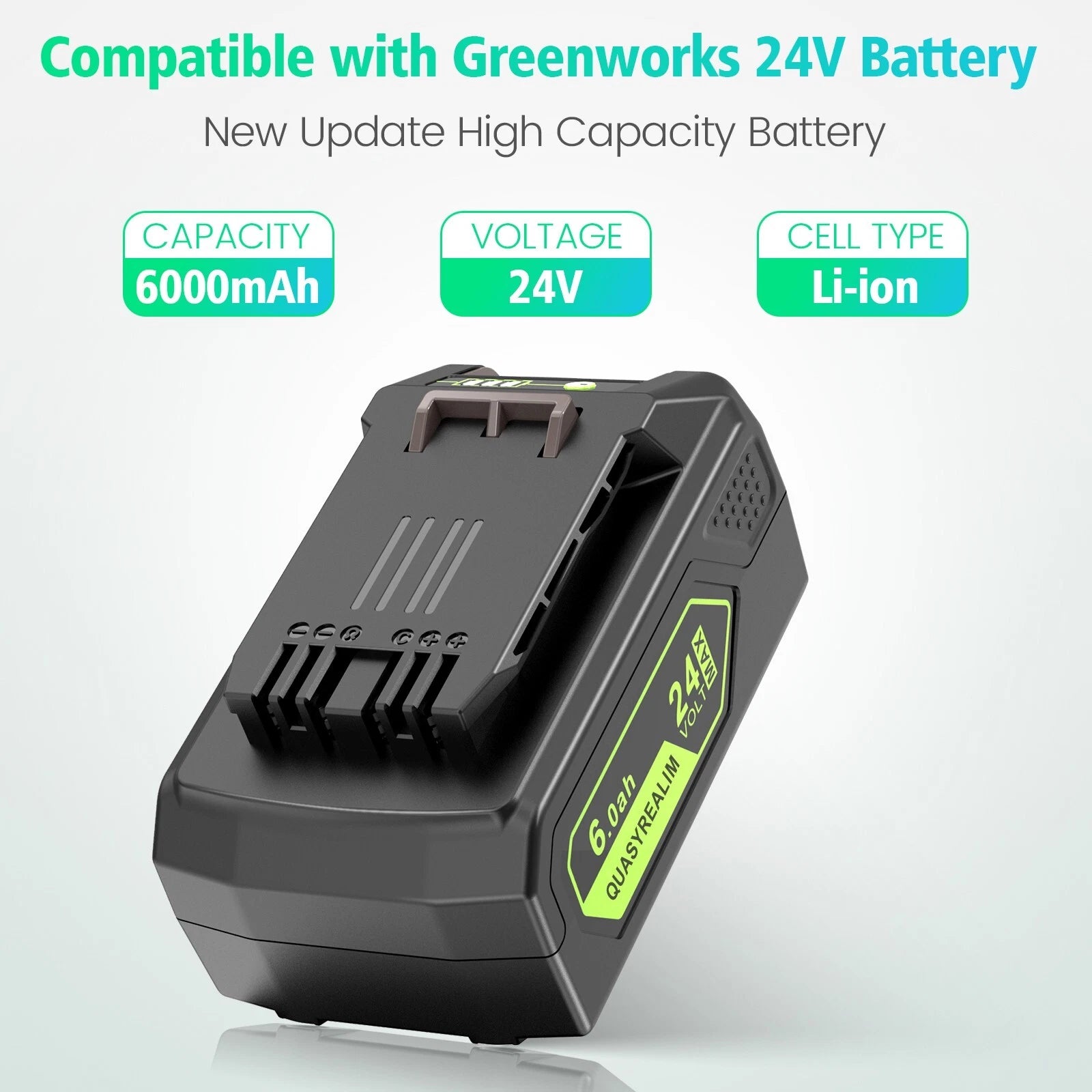 QUASYREALIM 24v battery 6.0Ah for Greenworks