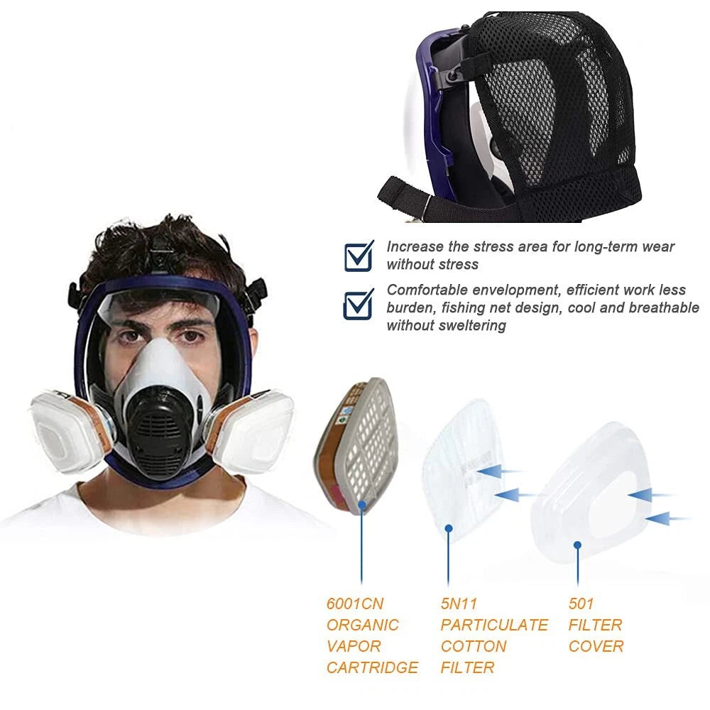 US 15 in 1 For 6800 Facepiece Respirator Gas Mask Full Face Spraying Painting