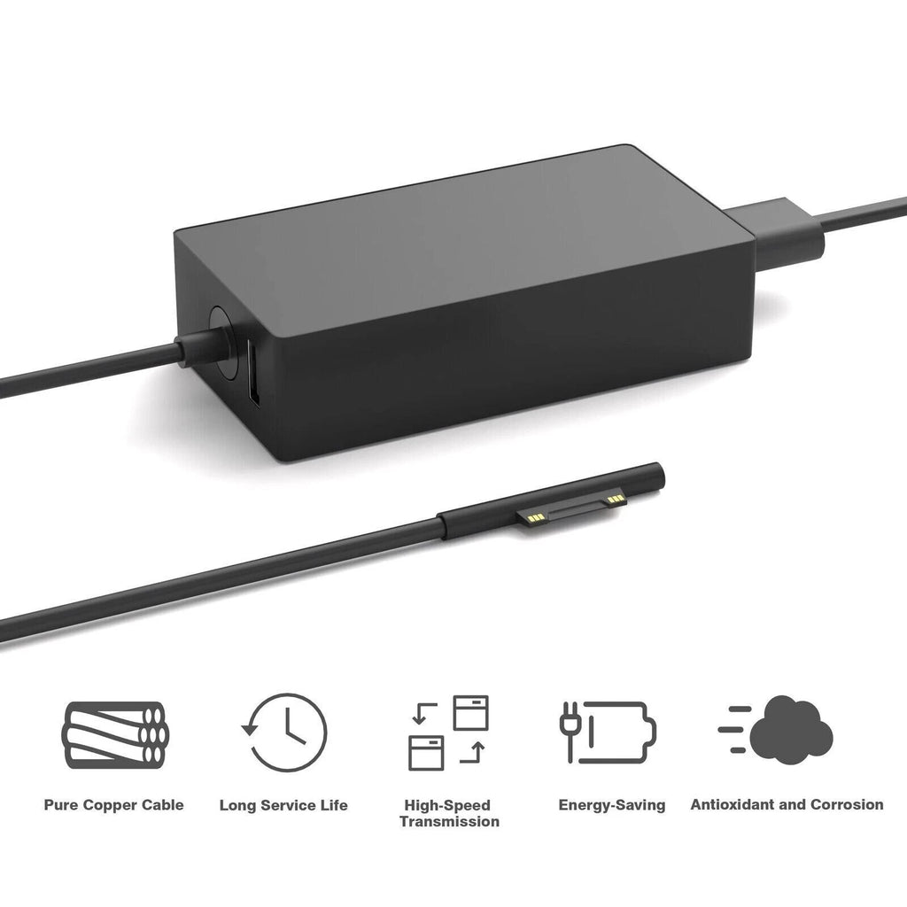 For Microsoft Surface Pro 3 4 5 6, Go Book Power Adapter Charger 44W 1800 1769