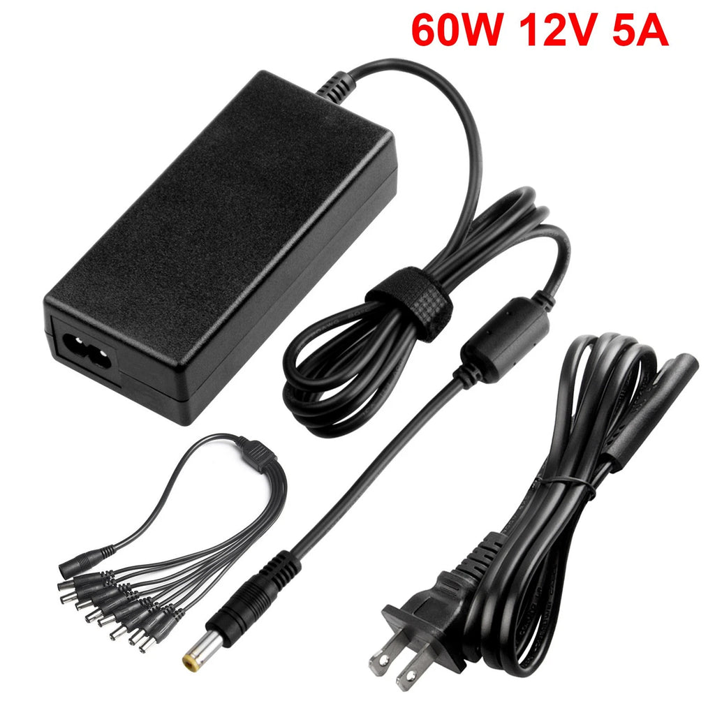12V 5A Power Supply Switch Adapter Security System Camera CCTV With 8 splitter