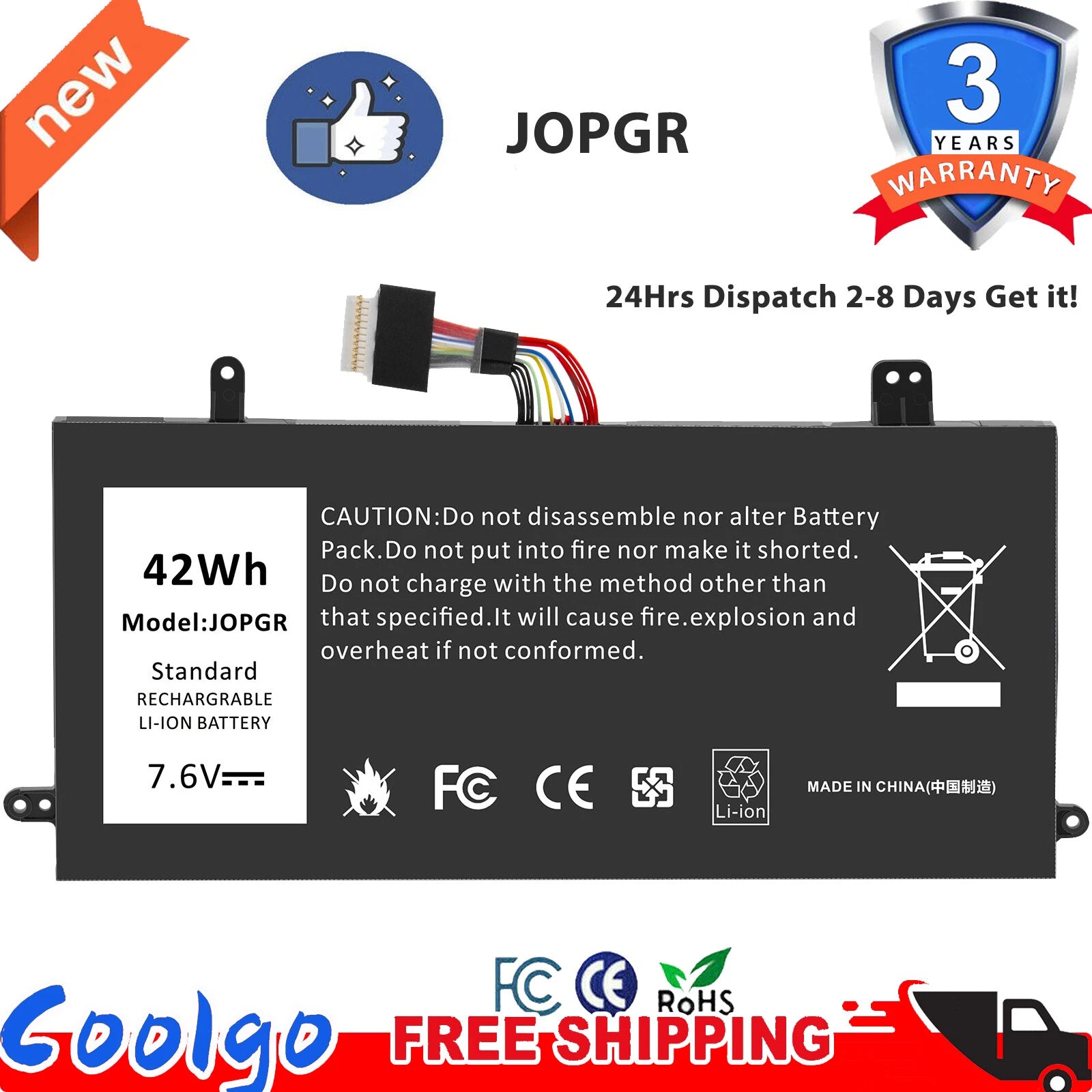 42W J0PGR Battery For Latitude 12 5285 5290 2-in-1 T17G Tablet 1WND8 X16TW FTH6F