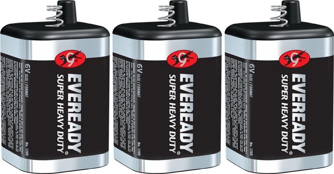 3 Eveready 1209 Zinc-Carbon Super Heavy Duty Lantern 6 Volts Batteries