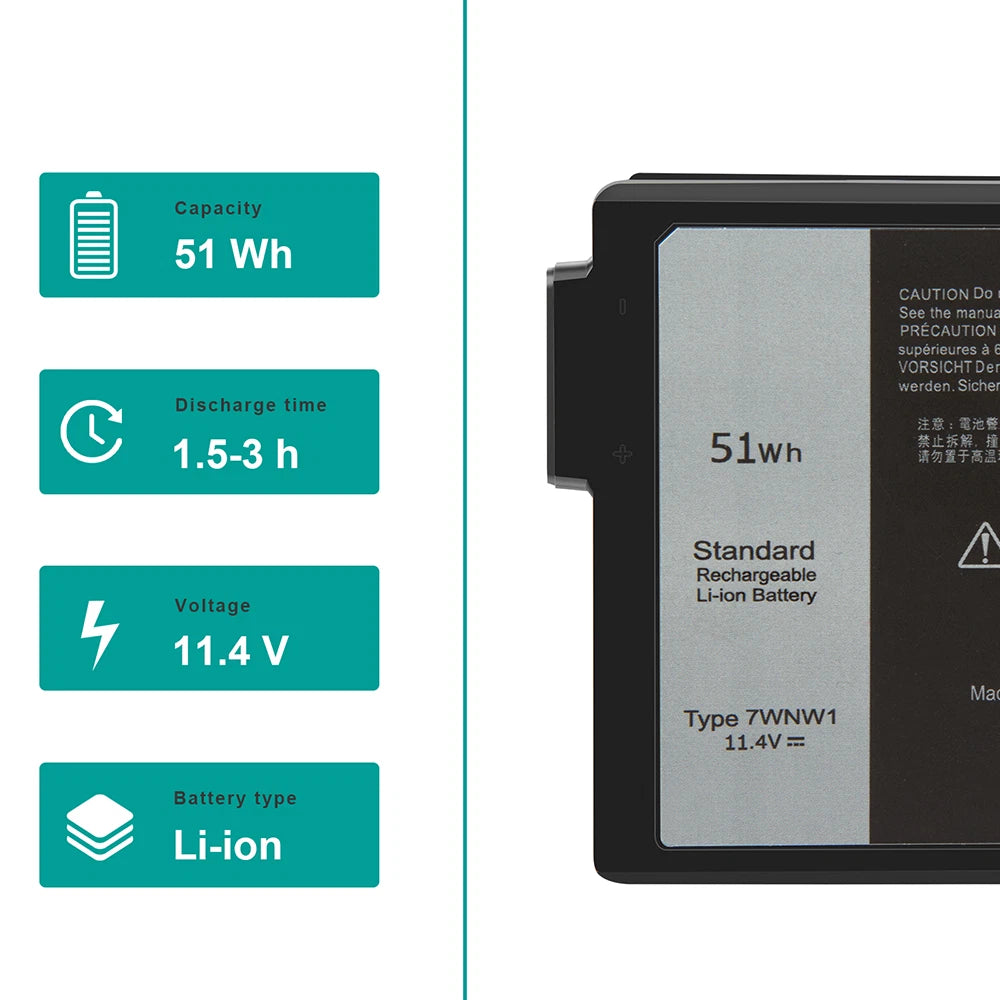 Battery 7WNW1 For Dell Latitude 5420 5424 7424 Rugged Extreme P85G,P85G001, P86G