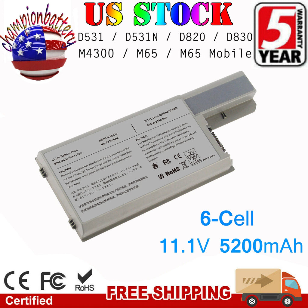 Laptop Battery for Dell Latitude D531 D531N D820 D830 M65 M4300 CF623 DF192