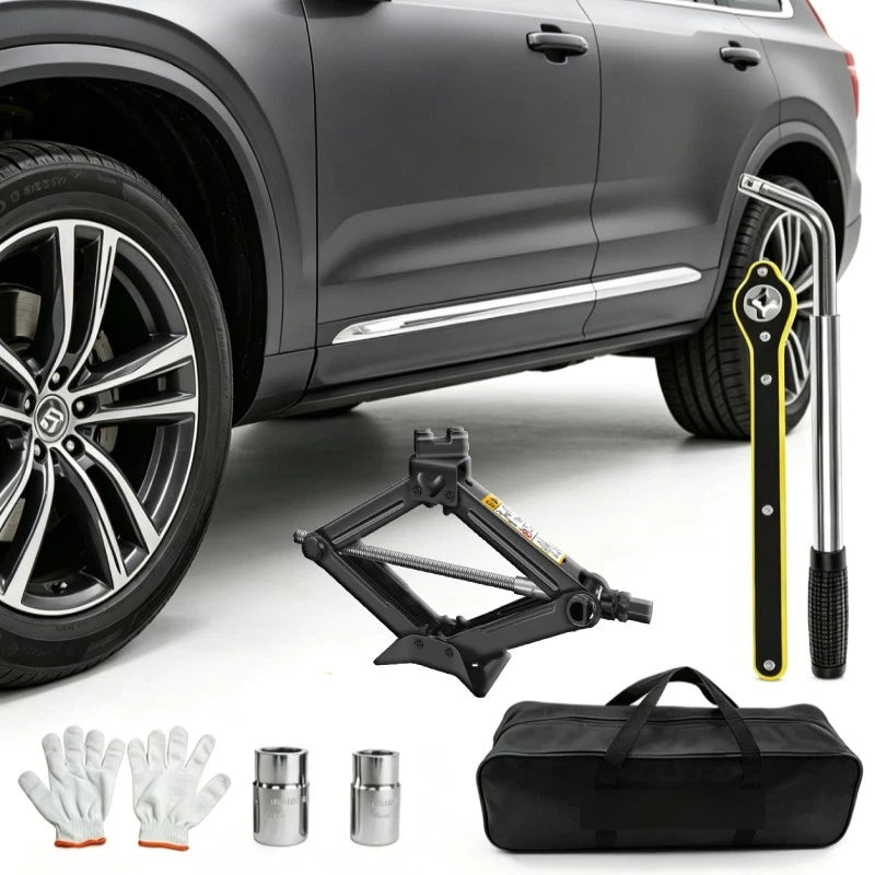 2 Ton Scissor Jack Handle Crank Tool Car Van Garage Tire Wheel Lug Wrench Jack