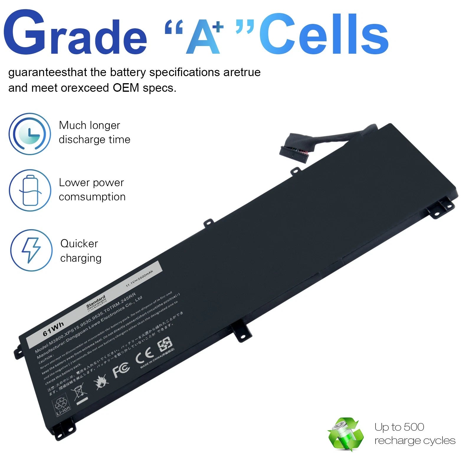 T0TRM Battery FOR DELL XPS 15 9530 Precision M3800 H76MV 7D1WJ Y758W 61Wh