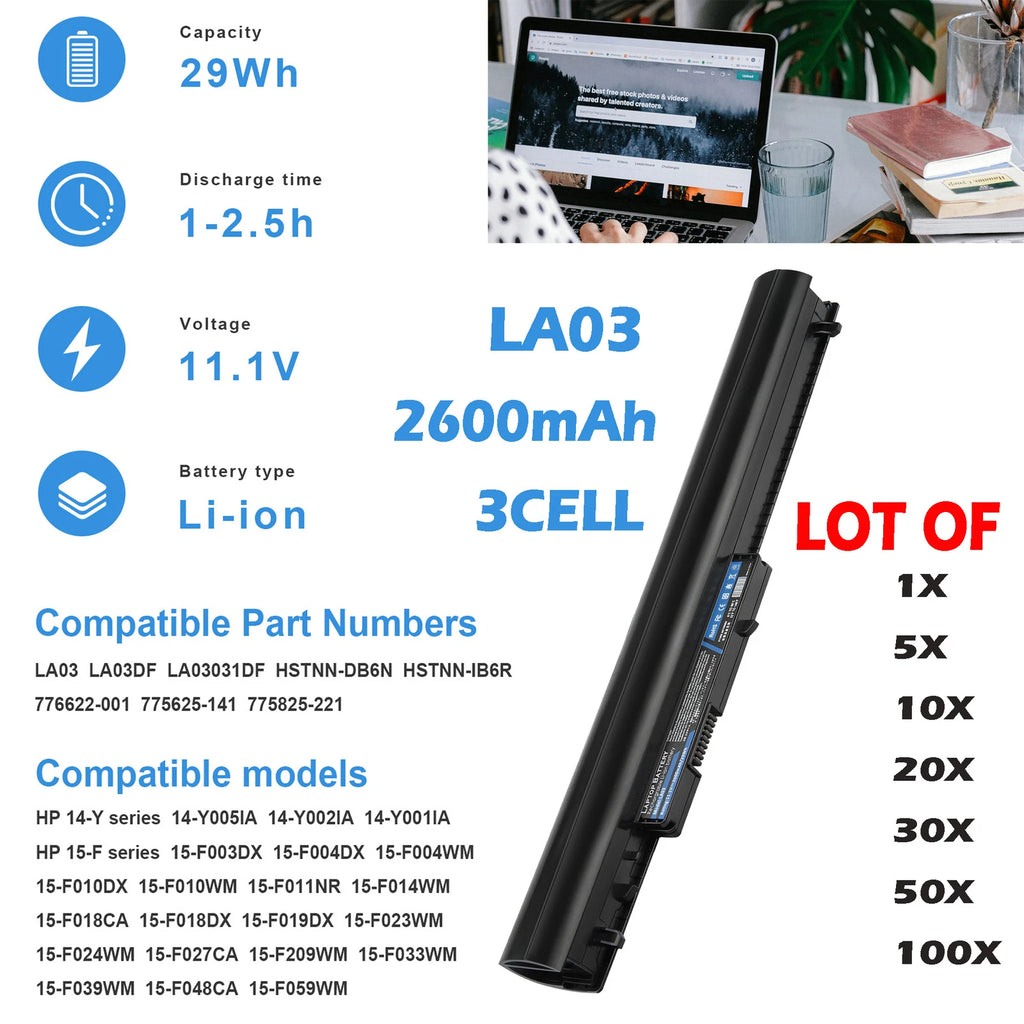 ??LOT OF Replace LA03 Battery For HP Spare 776622-001 14-Y 15-F Serie HSTNN-DB6N