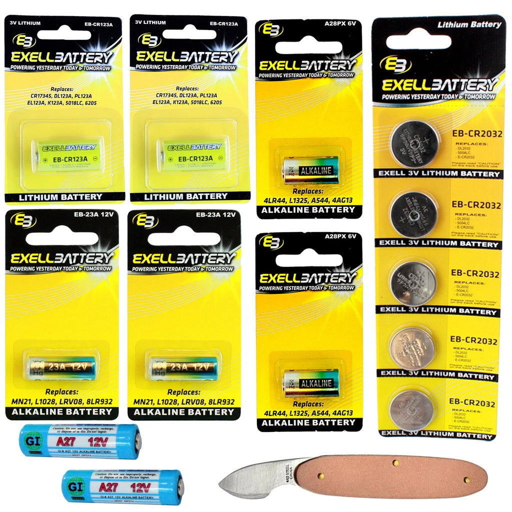 19pc Essential Batteries Kit 23A A27 A28PX 2032 123A & Watch Opener