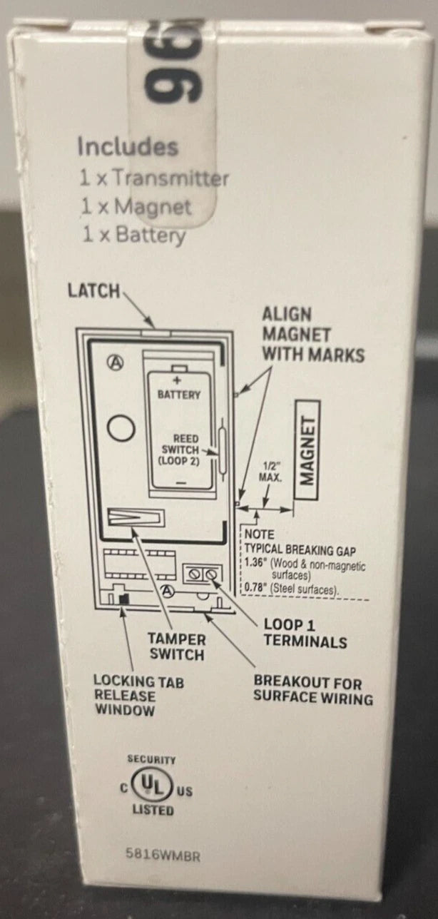 Brand New Honeywell 5816WMBR Wireless Door/Window w/ Magnets, Battery Brown