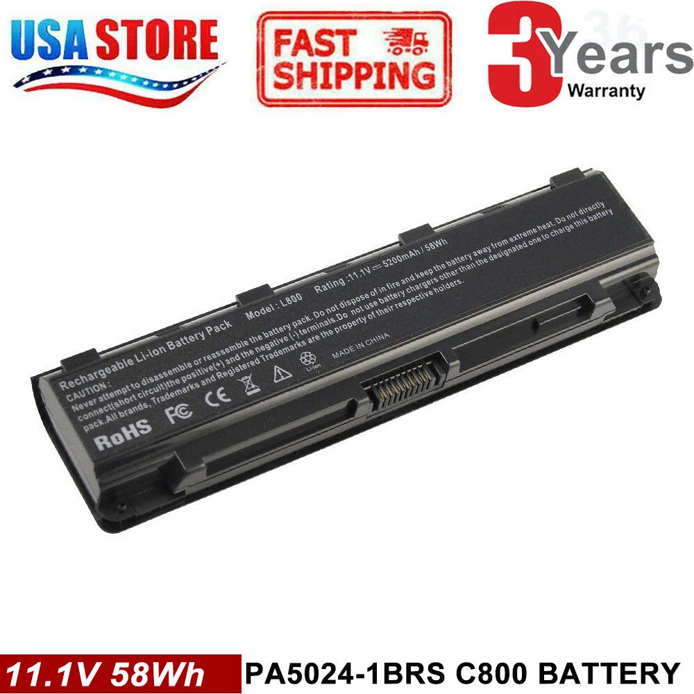 Battery For Toshiba Satellite C800 C805 C850 C855 L800 L840 L855 PA5024U-1BRS CG